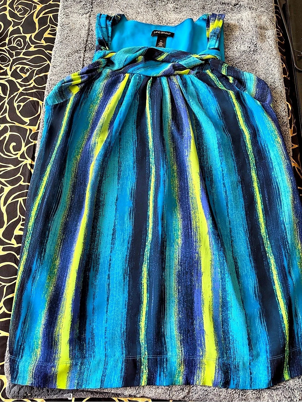 Lane Bryant Abstract Stripe Maxi Dress in Blue & Green Size 24